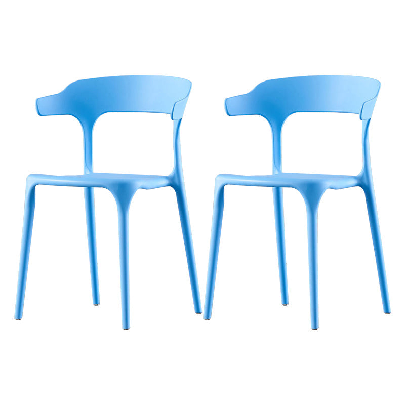 Scandinavian Home Stacking Arm Chair Matte Finish Plastic Dining Chair Sky Blue 2 Piece Set Clearhalo 'Dining Chairs' 'Dining Tables & Seating' 'dining_chair' 'furn' 'furn_dining_chair' 'Furniture' 'Kitchen & Dining Furniture' 5242008
