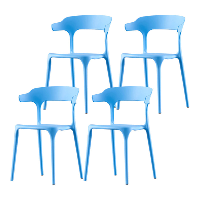 Scandinavian Home Stacking Arm Chair Matte Finish Plastic Dining Chair Sky Blue 4 Piece Set Clearhalo 'Dining Chairs' 'Dining Tables & Seating' 'dining_chair' 'furn' 'furn_dining_chair' 'Furniture' 'Kitchen & Dining Furniture' 5242009