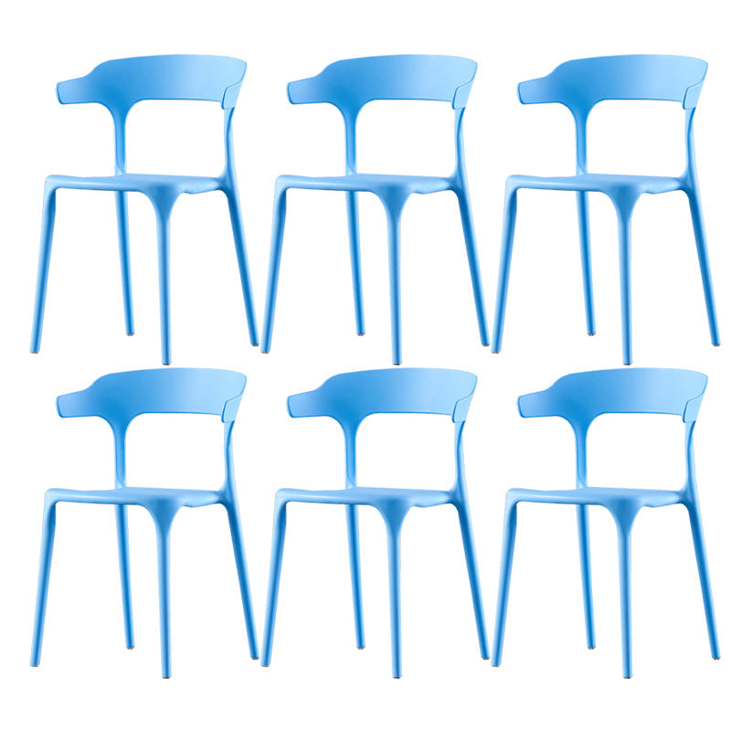 Scandinavian Home Stacking Arm Chair Matte Finish Plastic Dining Chair Sky Blue 6 Piece Set Clearhalo 'Dining Chairs' 'Dining Tables & Seating' 'dining_chair' 'furn' 'furn_dining_chair' 'Furniture' 'Kitchen & Dining Furniture' 5242010