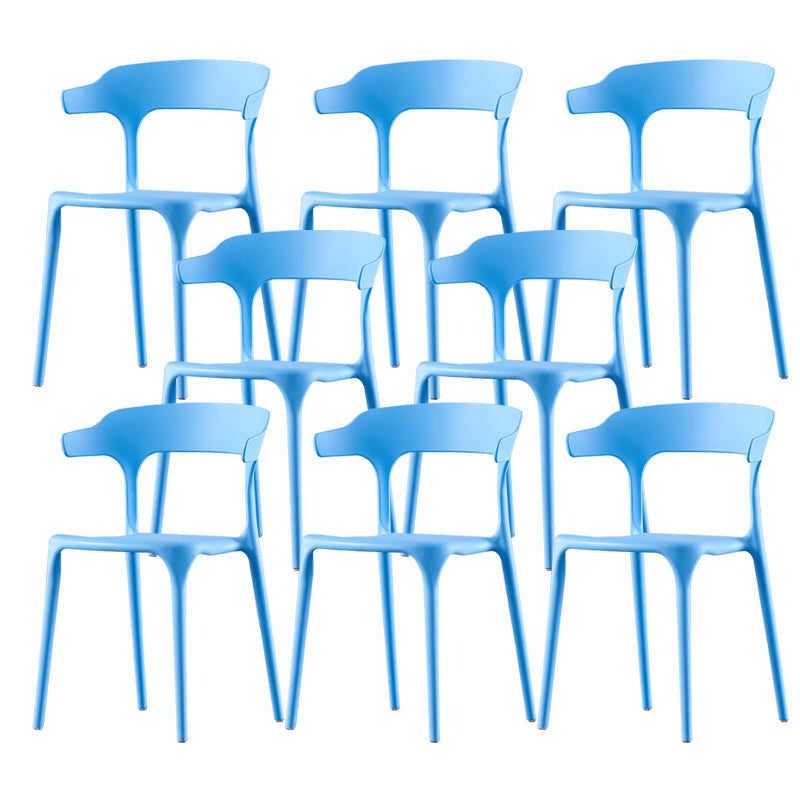 Scandinavian Home Stacking Arm Chair Matte Finish Plastic Dining Chair Sky Blue 8 Piece Set Clearhalo 'Dining Chairs' 'Dining Tables & Seating' 'dining_chair' 'furn' 'furn_dining_chair' 'Furniture' 'Kitchen & Dining Furniture' 5242011