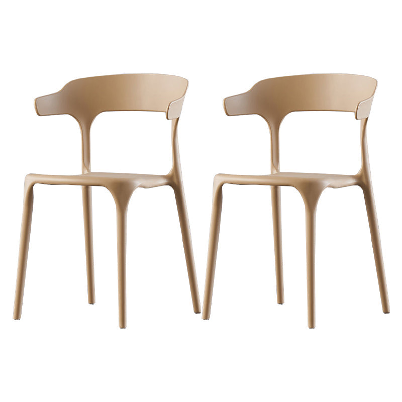 Scandinavian Home Stacking Arm Chair Matte Finish Plastic Dining Chair Camel 2 Piece Set Clearhalo 'Dining Chairs' 'Dining Tables & Seating' 'dining_chair' 'furn' 'furn_dining_chair' 'Furniture' 'Kitchen & Dining Furniture' 5242012