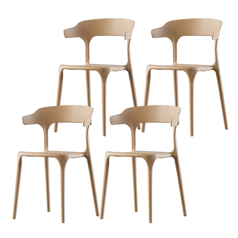 Scandinavian Home Stacking Arm Chair Matte Finish Plastic Dining Chair Camel 4 Piece Set Clearhalo 'Dining Chairs' 'Dining Tables & Seating' 'dining_chair' 'furn' 'furn_dining_chair' 'Furniture' 'Kitchen & Dining Furniture' 5242013