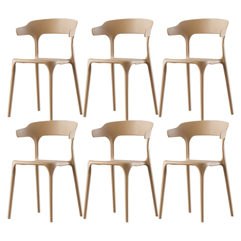 Scandinavian Home Stacking Arm Chair Matte Finish Plastic Dining Chair Camel 6 Piece Set Clearhalo 'Dining Chairs' 'Dining Tables & Seating' 'dining_chair' 'furn' 'furn_dining_chair' 'Furniture' 'Kitchen & Dining Furniture' 5242014