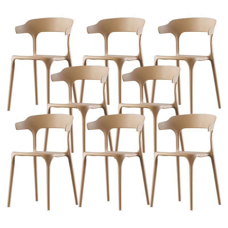 Scandinavian Home Stacking Arm Chair Matte Finish Plastic Dining Chair Camel 8 Piece Set Clearhalo 'Dining Chairs' 'Dining Tables & Seating' 'dining_chair' 'furn' 'furn_dining_chair' 'Furniture' 'Kitchen & Dining Furniture' 5242015