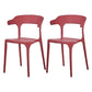 Scandinavian Home Stacking Arm Chair Matte Finish Plastic Dining Chair Burgundy 2 Piece Set Clearhalo 'Dining Chairs' 'Dining Tables & Seating' 'dining_chair' 'furn' 'furn_dining_chair' 'Furniture' 'Kitchen & Dining Furniture' 5242016