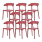 Scandinavian Home Stacking Arm Chair Matte Finish Plastic Dining Chair Burgundy 8 Piece Set Clearhalo 'Dining Chairs' 'Dining Tables & Seating' 'dining_chair' 'furn' 'furn_dining_chair' 'Furniture' 'Kitchen & Dining Furniture' 5242019