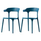 Scandinavian Home Stacking Arm Chair Matte Finish Plastic Dining Chair Peacock Blue 2 Piece Set Clearhalo 'Dining Chairs' 'Dining Tables & Seating' 'dining_chair' 'furn' 'furn_dining_chair' 'Furniture' 'Kitchen & Dining Furniture' 5242020