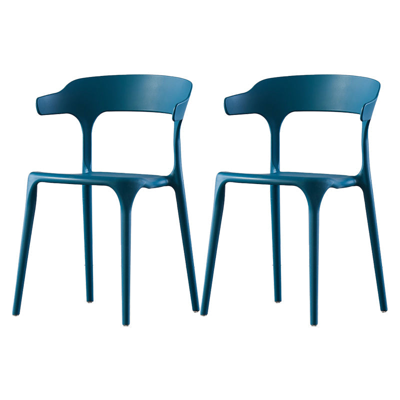 Scandinavian Home Stacking Arm Chair Matte Finish Plastic Dining Chair Peacock Blue 2 Piece Set Clearhalo 'Dining Chairs' 'Dining Tables & Seating' 'dining_chair' 'furn' 'furn_dining_chair' 'Furniture' 'Kitchen & Dining Furniture' 5242020