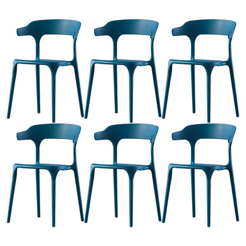 Scandinavian Home Stacking Arm Chair Matte Finish Plastic Dining Chair Peacock Blue 6 Piece Set Clearhalo 'Dining Chairs' 'Dining Tables & Seating' 'dining_chair' 'furn' 'furn_dining_chair' 'Furniture' 'Kitchen & Dining Furniture' 5242022