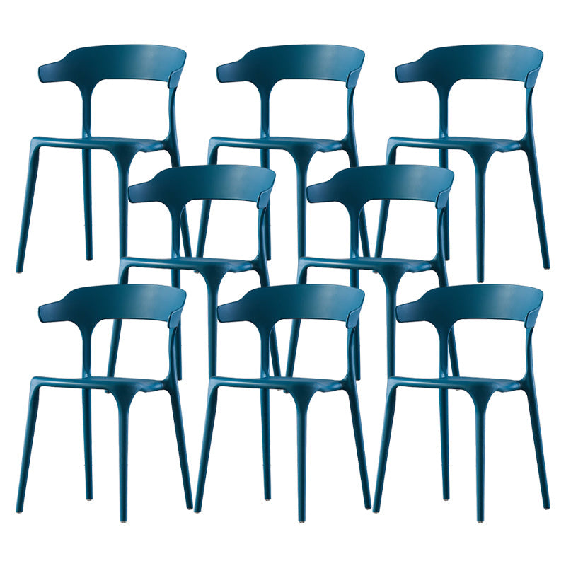 Scandinavian Home Stacking Arm Chair Matte Finish Plastic Dining Chair Peacock Blue 8 Piece Set Clearhalo 'Dining Chairs' 'Dining Tables & Seating' 'dining_chair' 'furn' 'furn_dining_chair' 'Furniture' 'Kitchen & Dining Furniture' 5242023