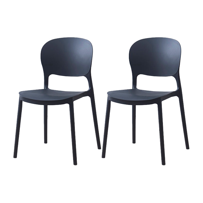Scandinavian Restaurant Stacking Side Chair Matte Finish Plastic Dining Chair Black 2 Piece Set Clearhalo 'Dining Chairs' 'Dining Tables & Seating' 'dining_chair' 'furn' 'furn_dining_chair' 'Furniture' 'Kitchen & Dining Furniture' 5242150