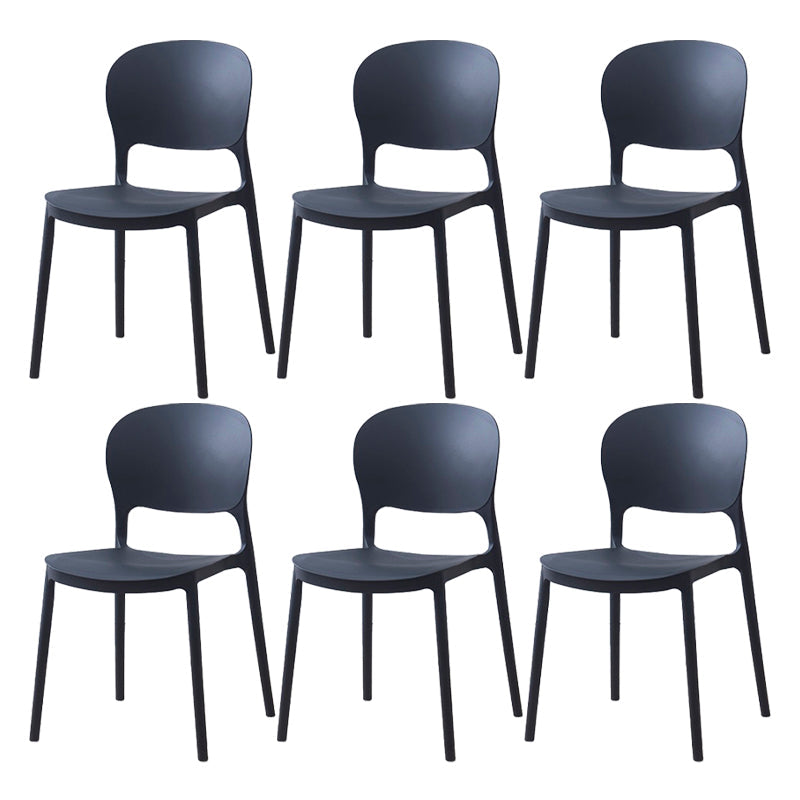 Scandinavian Restaurant Stacking Side Chair Matte Finish Plastic Dining Chair Black 6 Piece Set Clearhalo 'Dining Chairs' 'Dining Tables & Seating' 'dining_chair' 'furn' 'furn_dining_chair' 'Furniture' 'Kitchen & Dining Furniture' 5242154