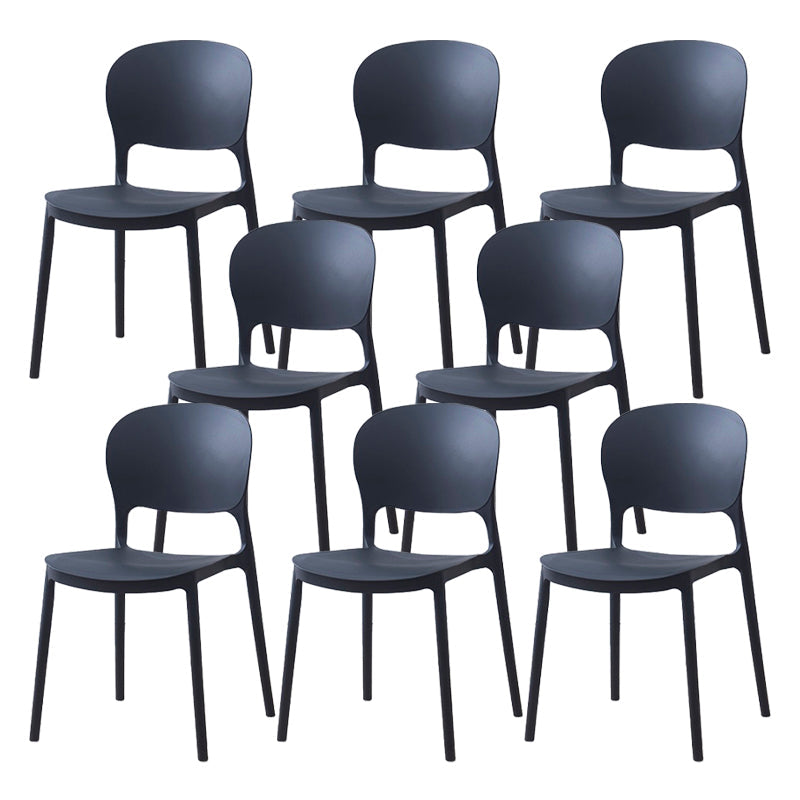Scandinavian Restaurant Stacking Side Chair Matte Finish Plastic Dining Chair Black 8 Piece Set Clearhalo 'Dining Chairs' 'Dining Tables & Seating' 'dining_chair' 'furn' 'furn_dining_chair' 'Furniture' 'Kitchen & Dining Furniture' 5242156
