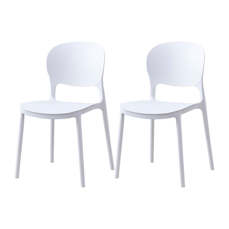 Scandinavian Restaurant Stacking Side Chair Matte Finish Plastic Dining Chair White 2 Piece Set Clearhalo 'Dining Chairs' 'Dining Tables & Seating' 'dining_chair' 'furn' 'furn_dining_chair' 'Furniture' 'Kitchen & Dining Furniture' 5242165