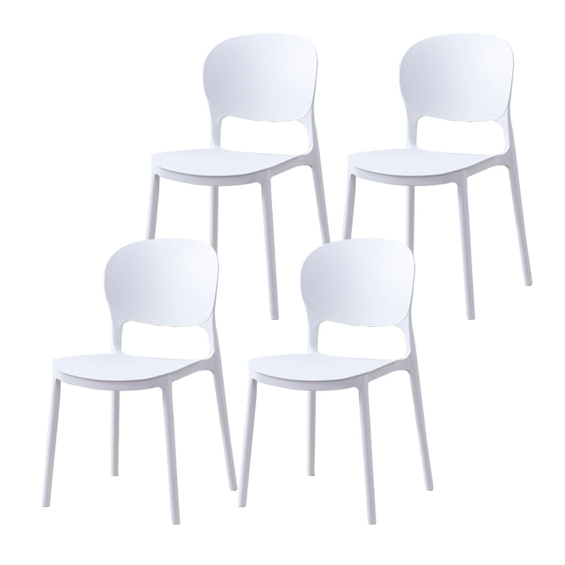 Scandinavian Restaurant Stacking Side Chair Matte Finish Plastic Dining Chair White 4 Piece Set Clearhalo 'Dining Chairs' 'Dining Tables & Seating' 'dining_chair' 'furn' 'furn_dining_chair' 'Furniture' 'Kitchen & Dining Furniture' 5242168