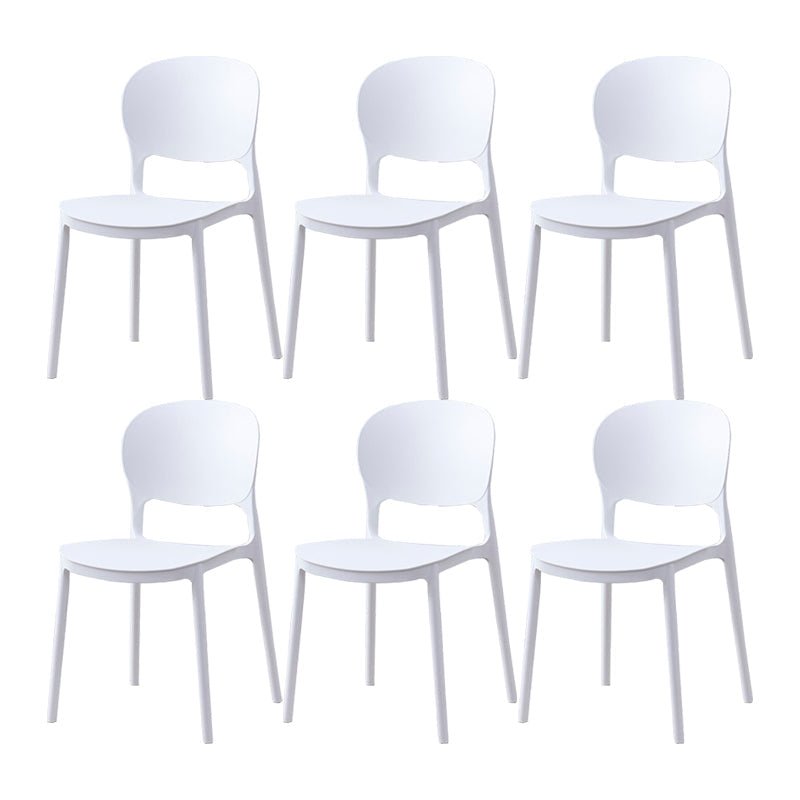 Scandinavian Restaurant Stacking Side Chair Matte Finish Plastic Dining Chair White 6 Piece Set Clearhalo 'Dining Chairs' 'Dining Tables & Seating' 'dining_chair' 'furn' 'furn_dining_chair' 'Furniture' 'Kitchen & Dining Furniture' 5242169
