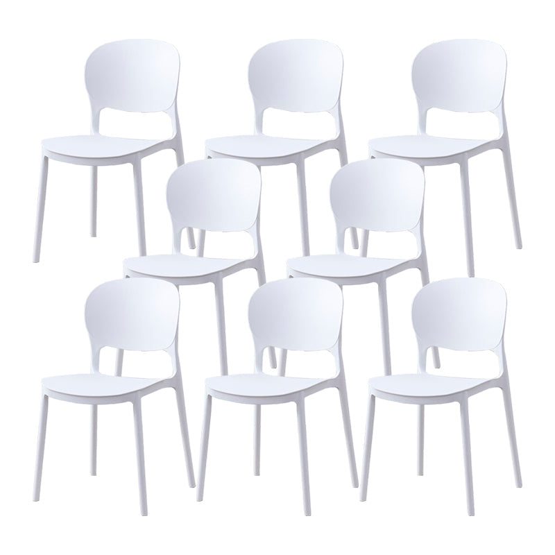 Scandinavian Restaurant Stacking Side Chair Matte Finish Plastic Dining Chair White 8 Piece Set Clearhalo 'Dining Chairs' 'Dining Tables & Seating' 'dining_chair' 'furn' 'furn_dining_chair' 'Furniture' 'Kitchen & Dining Furniture' 5242172