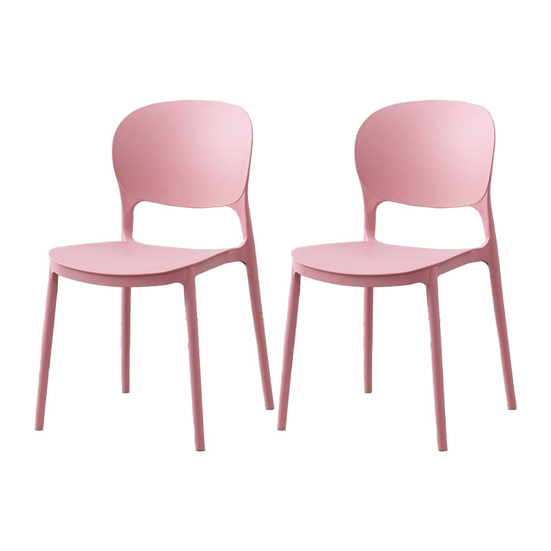 Scandinavian Restaurant Stacking Side Chair Matte Finish Plastic Dining Chair Pink 2 Piece Set Clearhalo 'Dining Chairs' 'Dining Tables & Seating' 'dining_chair' 'furn' 'furn_dining_chair' 'Furniture' 'Kitchen & Dining Furniture' 5242173