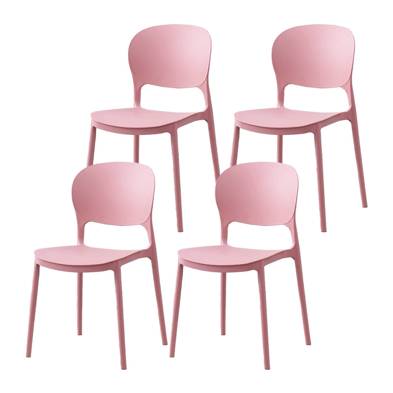 Scandinavian Restaurant Stacking Side Chair Matte Finish Plastic Dining Chair Pink 4 Piece Set Clearhalo 'Dining Chairs' 'Dining Tables & Seating' 'dining_chair' 'furn' 'furn_dining_chair' 'Furniture' 'Kitchen & Dining Furniture' 5242175