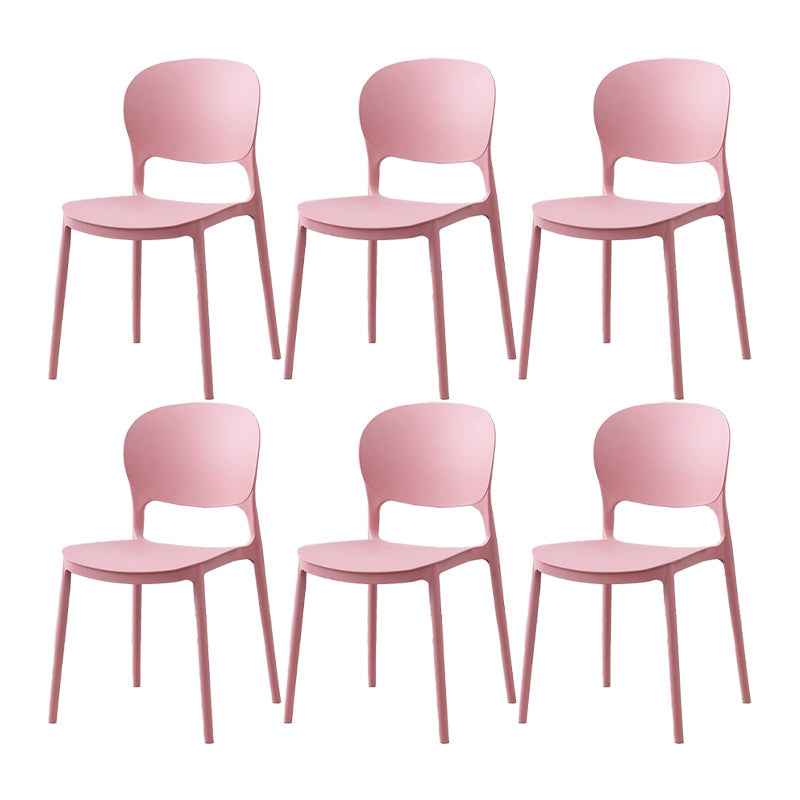 Scandinavian Restaurant Stacking Side Chair Matte Finish Plastic Dining Chair Pink 6 Piece Set Clearhalo 'Dining Chairs' 'Dining Tables & Seating' 'dining_chair' 'furn' 'furn_dining_chair' 'Furniture' 'Kitchen & Dining Furniture' 5242178