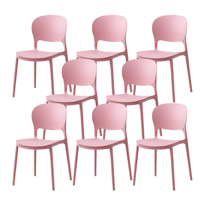 Scandinavian Restaurant Stacking Side Chair Matte Finish Plastic Dining Chair Pink 8 Piece Set Clearhalo 'Dining Chairs' 'Dining Tables & Seating' 'dining_chair' 'furn' 'furn_dining_chair' 'Furniture' 'Kitchen & Dining Furniture' 5242179