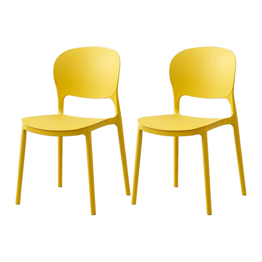 Scandinavian Restaurant Stacking Side Chair Matte Finish Plastic Dining Chair Yellow 2 Piece Set