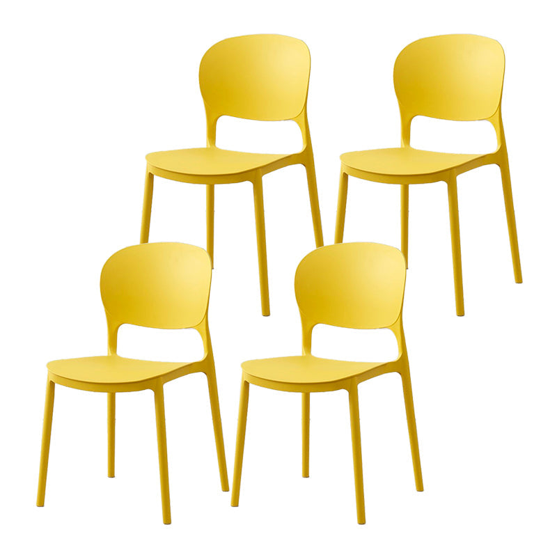 Scandinavian Restaurant Stacking Side Chair Matte Finish Plastic Dining Chair Yellow 4 Piece Set Clearhalo 'Dining Chairs' 'Dining Tables & Seating' 'dining_chair' 'furn' 'furn_dining_chair' 'Furniture' 'Kitchen & Dining Furniture' 5242181