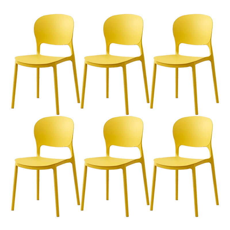 Scandinavian Restaurant Stacking Side Chair Matte Finish Plastic Dining Chair Yellow 6 Piece Set Clearhalo 'Dining Chairs' 'Dining Tables & Seating' 'dining_chair' 'furn' 'furn_dining_chair' 'Furniture' 'Kitchen & Dining Furniture' 5242182