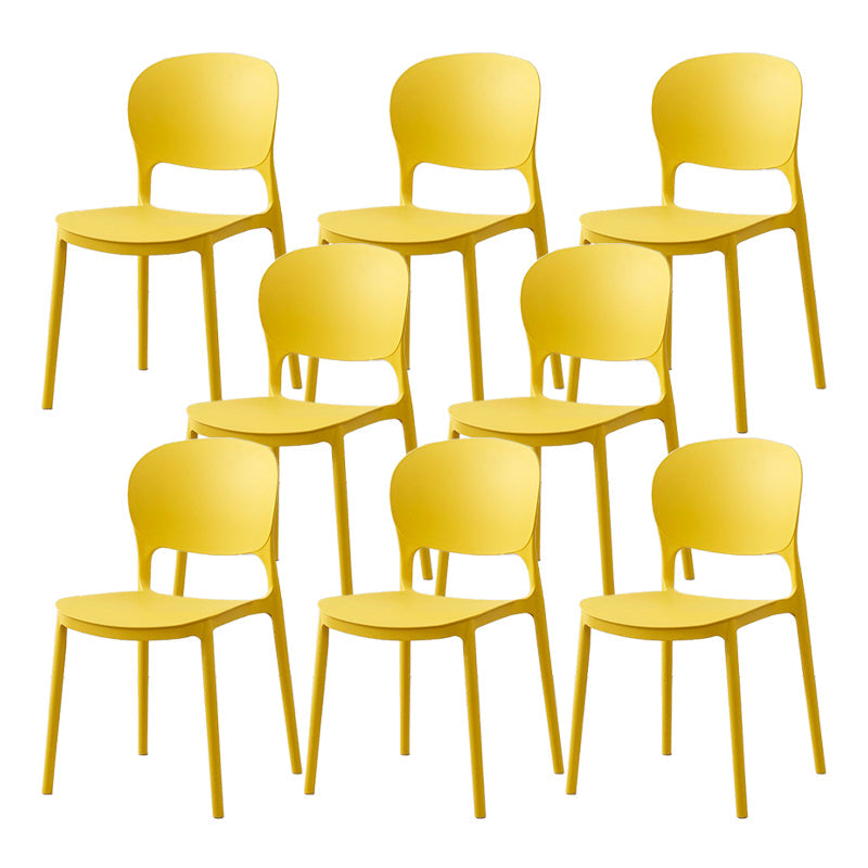 Scandinavian Restaurant Stacking Side Chair Matte Finish Plastic Dining Chair Yellow 8 Piece Set Clearhalo 'Dining Chairs' 'Dining Tables & Seating' 'dining_chair' 'furn' 'furn_dining_chair' 'Furniture' 'Kitchen & Dining Furniture' 5242183