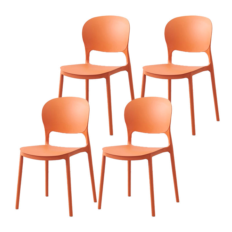 Scandinavian Restaurant Stacking Side Chair Matte Finish Plastic Dining Chair Orange 4 Piece Set Clearhalo 'Dining Chairs' 'Dining Tables & Seating' 'dining_chair' 'furn' 'furn_dining_chair' 'Furniture' 'Kitchen & Dining Furniture' 5242185
