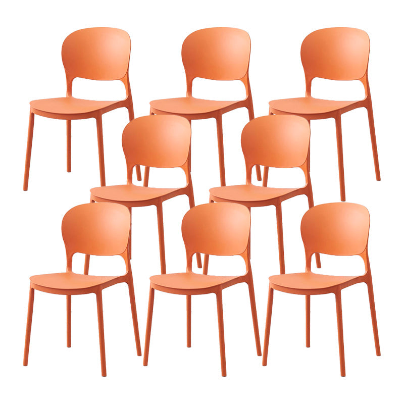 Scandinavian Restaurant Stacking Side Chair Matte Finish Plastic Dining Chair Orange 8 Piece Set Clearhalo 'Dining Chairs' 'Dining Tables & Seating' 'dining_chair' 'furn' 'furn_dining_chair' 'Furniture' 'Kitchen & Dining Furniture' 5242187