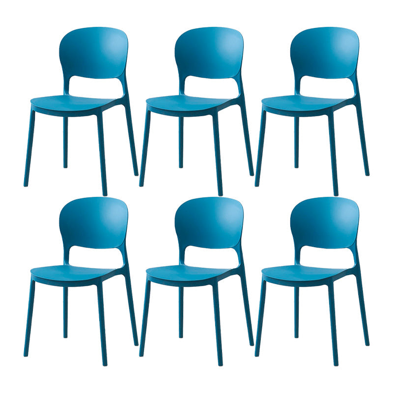Scandinavian Restaurant Stacking Side Chair Matte Finish Plastic Dining Chair Blue 6 Piece Set Clearhalo 'Dining Chairs' 'Dining Tables & Seating' 'dining_chair' 'furn' 'furn_dining_chair' 'Furniture' 'Kitchen & Dining Furniture' 5242190