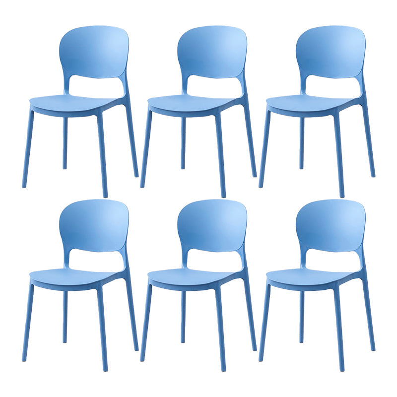 Scandinavian Restaurant Stacking Side Chair Matte Finish Plastic Dining Chair Sky Blue 6 Piece Set Clearhalo 'Dining Chairs' 'Dining Tables & Seating' 'dining_chair' 'furn' 'furn_dining_chair' 'Furniture' 'Kitchen & Dining Furniture' 5242194