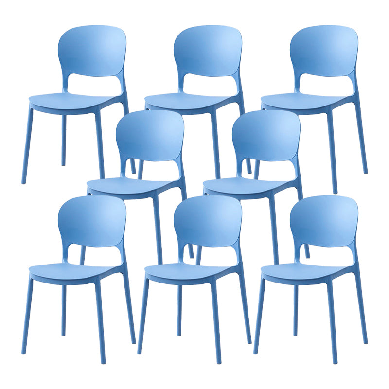 Scandinavian Restaurant Stacking Side Chair Matte Finish Plastic Dining Chair Sky Blue 8 Piece Set Clearhalo 'Dining Chairs' 'Dining Tables & Seating' 'dining_chair' 'furn' 'furn_dining_chair' 'Furniture' 'Kitchen & Dining Furniture' 5242195