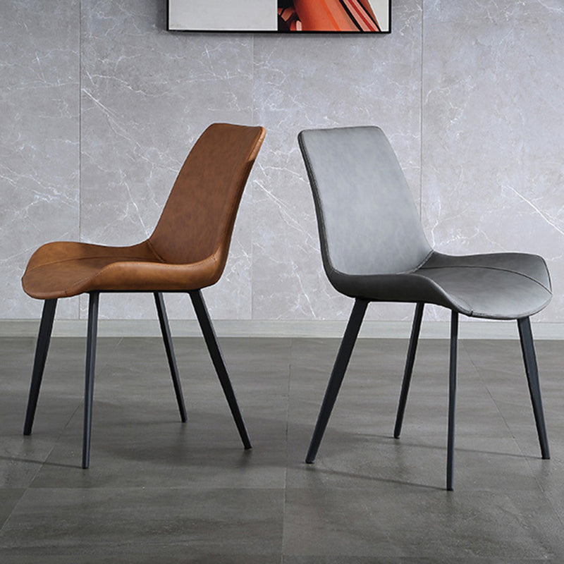 Industrial Style Faux Leather Side Chairs Arm Solid Back Dining Side Chair Clearhalo 'Dining Chairs' 'Dining Tables & Seating' 'dining_chair' 'furn' 'furn_dining_chair' 'Furniture' 'Kitchen & Dining Furniture' 5242301