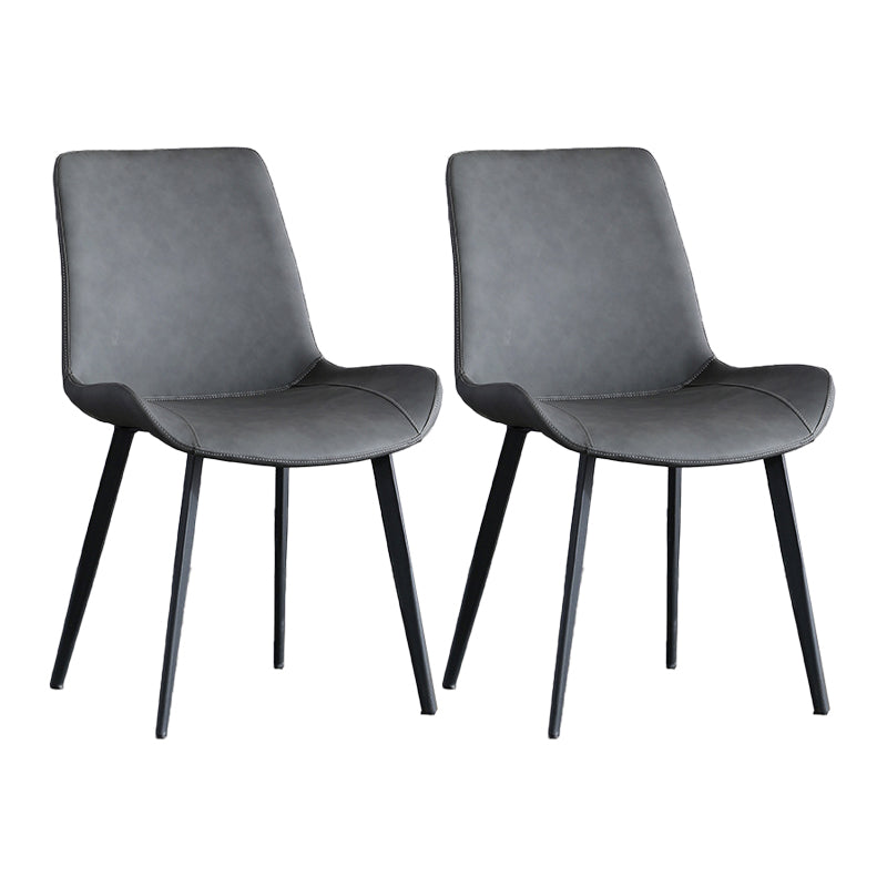Industrial Style Faux Leather Side Chairs Arm Solid Back Dining Side Chair Grey 2 Piece Set Clearhalo 'Dining Chairs' 'Dining Tables & Seating' 'dining_chair' 'furn' 'furn_dining_chair' 'Furniture' 'Kitchen & Dining Furniture' 5242302
