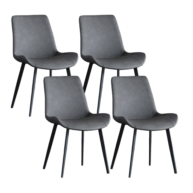 Industrial Style Faux Leather Side Chairs Arm Solid Back Dining Side Chair Grey 4 Piece Set Clearhalo 'Dining Chairs' 'Dining Tables & Seating' 'dining_chair' 'furn' 'furn_dining_chair' 'Furniture' 'Kitchen & Dining Furniture' 5242304