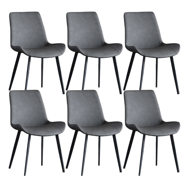 Industrial Style Faux Leather Side Chairs Arm Solid Back Dining Side Chair Grey 6 Piece Set Clearhalo 'Dining Chairs' 'Dining Tables & Seating' 'dining_chair' 'furn' 'furn_dining_chair' 'Furniture' 'Kitchen & Dining Furniture' 5242305
