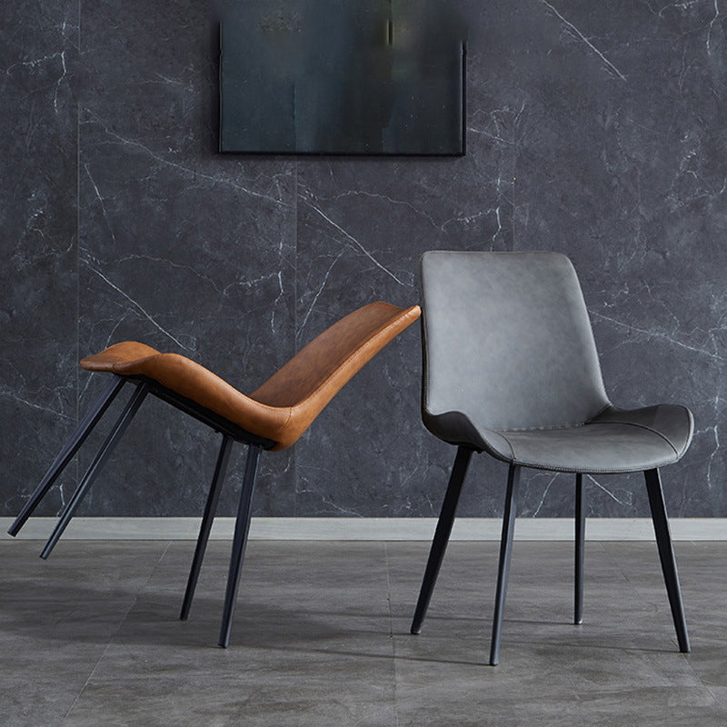 Industrial Style Faux Leather Side Chairs Arm Solid Back Dining Side Chair Clearhalo 'Dining Chairs' 'Dining Tables & Seating' 'dining_chair' 'furn' 'furn_dining_chair' 'Furniture' 'Kitchen & Dining Furniture' 5242306