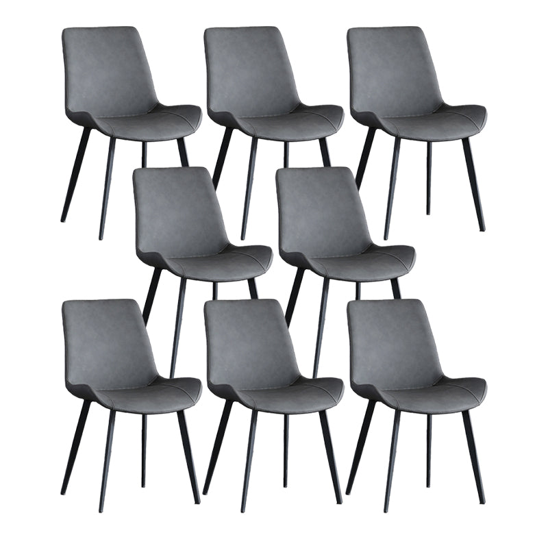 Industrial Style Faux Leather Side Chairs Arm Solid Back Dining Side Chair Grey 8 Piece Set Clearhalo 'Dining Chairs' 'Dining Tables & Seating' 'dining_chair' 'furn' 'furn_dining_chair' 'Furniture' 'Kitchen & Dining Furniture' 5242307