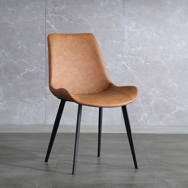 Industrial Style Faux Leather Side Chairs Arm Solid Back Dining Side Chair Clearhalo 'Dining Chairs' 'Dining Tables & Seating' 'dining_chair' 'furn' 'furn_dining_chair' 'Furniture' 'Kitchen & Dining Furniture' 5242308