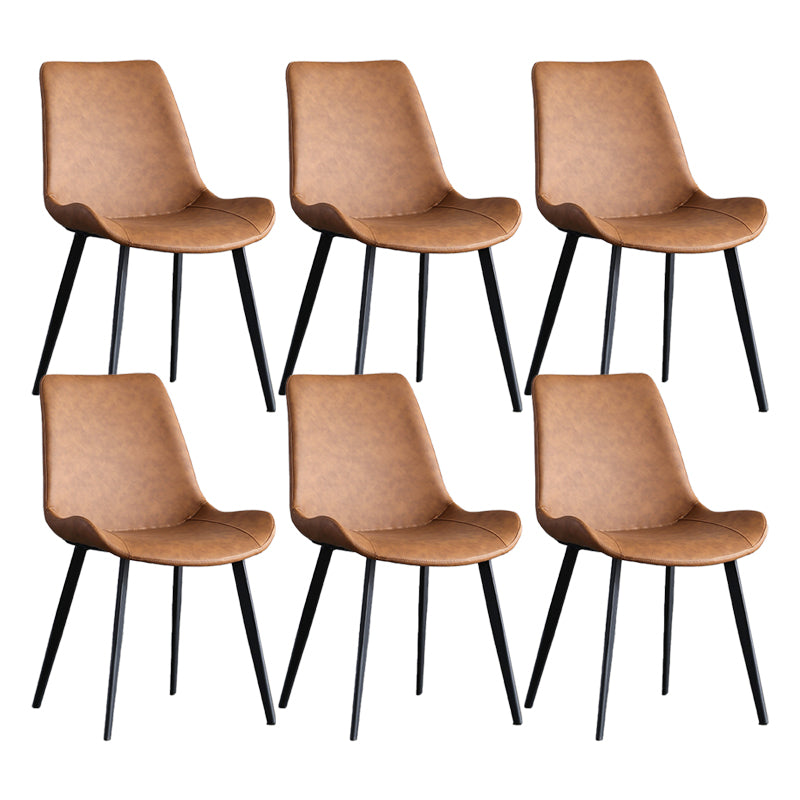 Industrial Style Faux Leather Side Chairs Arm Solid Back Dining Side Chair Orange 6 Piece Set Clearhalo 'Dining Chairs' 'Dining Tables & Seating' 'dining_chair' 'furn' 'furn_dining_chair' 'Furniture' 'Kitchen & Dining Furniture' 5242313