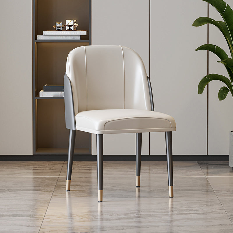 Scandinavian Style Leather Dining Chairs Solid Back Armless Dining Chair White-Gray 1 Piece Clearhalo 'Dining Chairs' 'Dining Tables & Seating' 'dining_chair' 'furn' 'furn_dining_chair' 'Furniture' 'Kitchen & Dining Furniture' 5242418