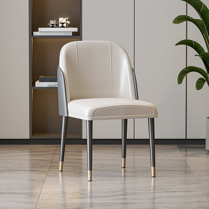 Scandinavian Style Leather Dining Chairs Solid Back Armless Dining Chair White-Gray 1 Piece Clearhalo 'Dining Chairs' 'Dining Tables & Seating' 'dining_chair' 'furn' 'furn_dining_chair' 'Furniture' 'Kitchen & Dining Furniture' 5242418