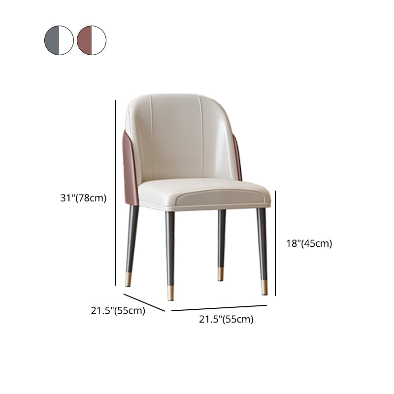 Scandinavian Style Leather Dining Chairs Solid Back Armless Dining Chair Clearhalo 'Dining Chairs' 'Dining Tables & Seating' 'dining_chair' 'furn' 'furn_dining_chair' 'Furniture' 'Kitchen & Dining Furniture' 5242433