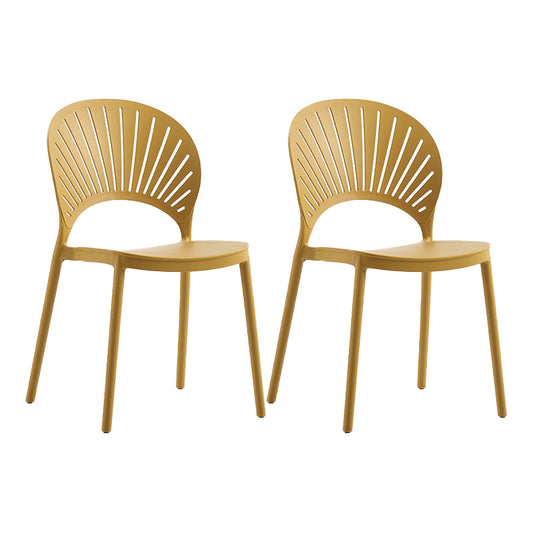 Scandinavian Milk Tea Shop Stacking Side Chair Matte Finish Plastic Dining Chair Ginger 2 Piece Set