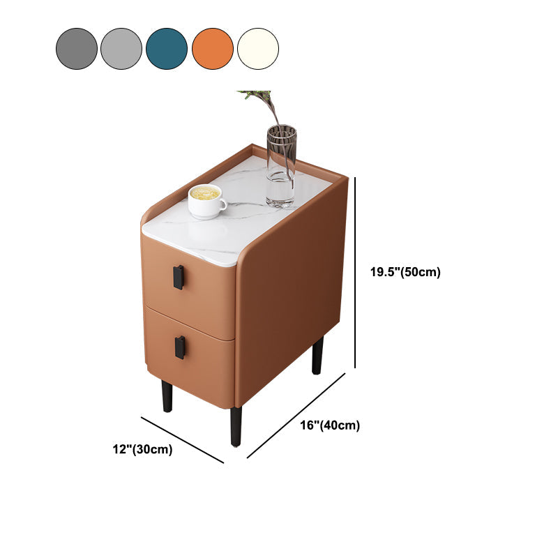 Twee lade nachtkastje 16-inch groefdeur moderne 4 poten nachttafel