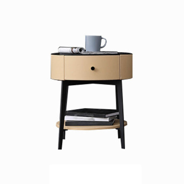 4 Legs Nightstand 22" Tall Accent Table Nightstand with Drawer and Shelf