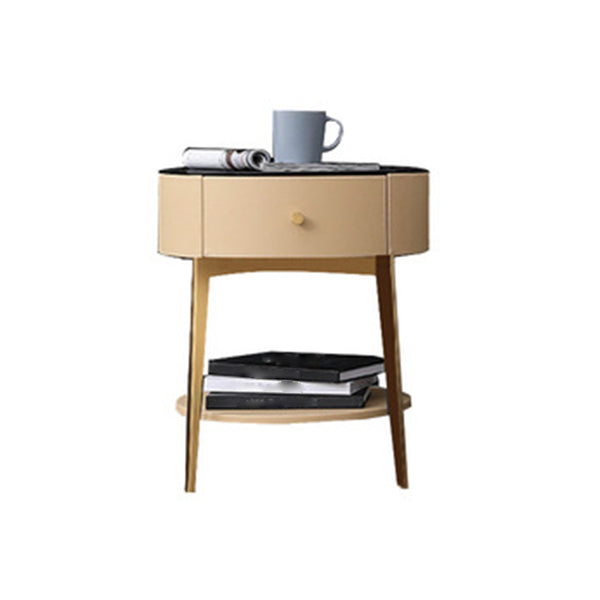 4 Legs Nightstand 22" Tall Accent Table Nightstand with Drawer and Shelf