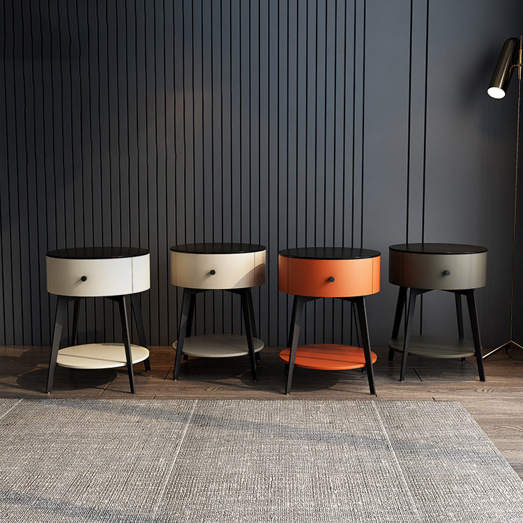 4 Legs Nightstand 22" Tall Accent Table Nightstand with Drawer and Shelf